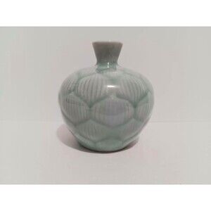 Asian Green Bud Vase Home Decor Ceramic 3.25"